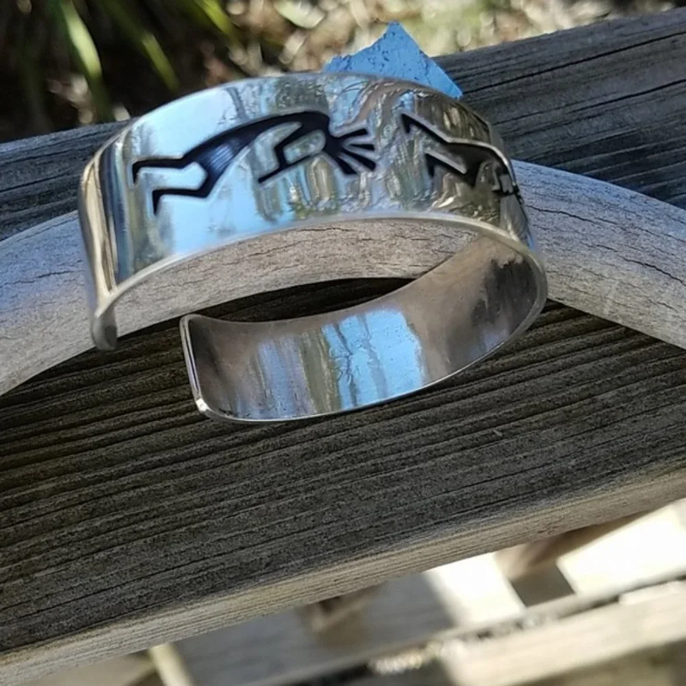 Sterling Kokopelli Mens Cuff Bracelet